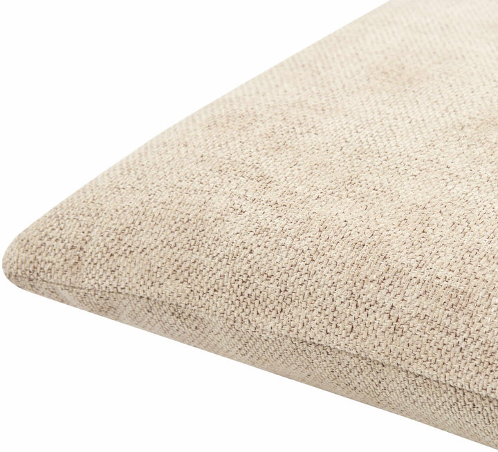 Natural Linen look Beige Textured Contemporary Square Throw Pillow - The Rug Decor