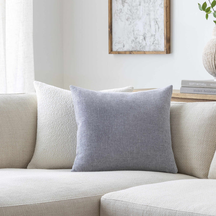 Natural Linen look Contemporary Silver Textured Square Throw Pillow - The Rug Decor