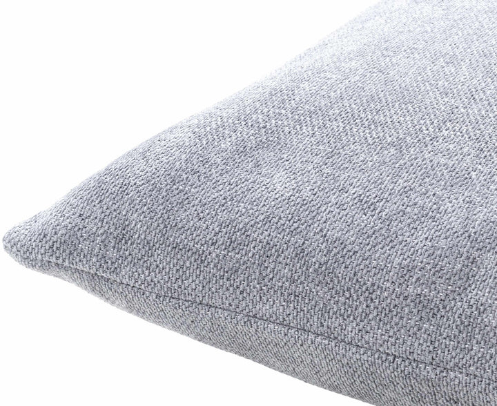 Natural Linen look Silver Textured Contemporary Square Throw Pillow - The Rug Decor