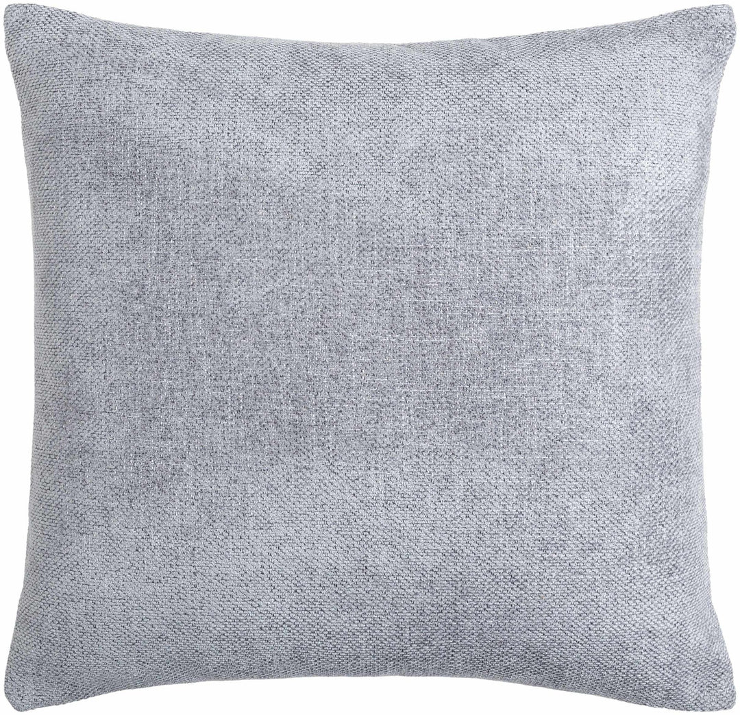 Natural Linen look Silver Textured Contemporary Square Throw Pillow - The Rug Decor