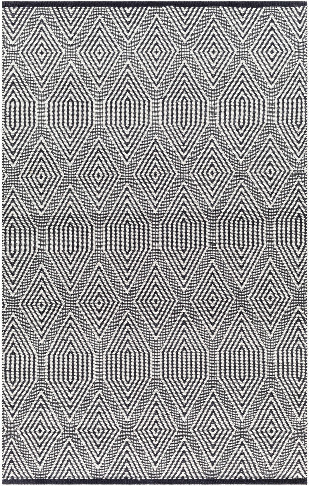 Naya Modern Geometrical Ivory And Black Hand Woven Area Rug - The Rug Decor