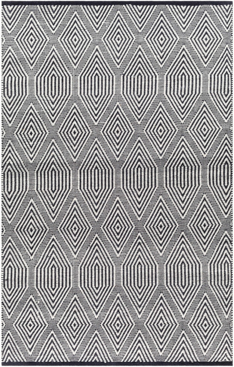 Naya Modern Geometrical Ivory And Black Hand Woven Area Rug - The Rug Decor