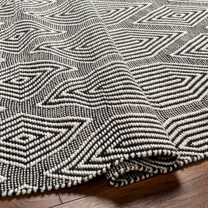 Naya Modern Geometrical Ivory And Black Hand Woven Area Rug - The Rug Decor