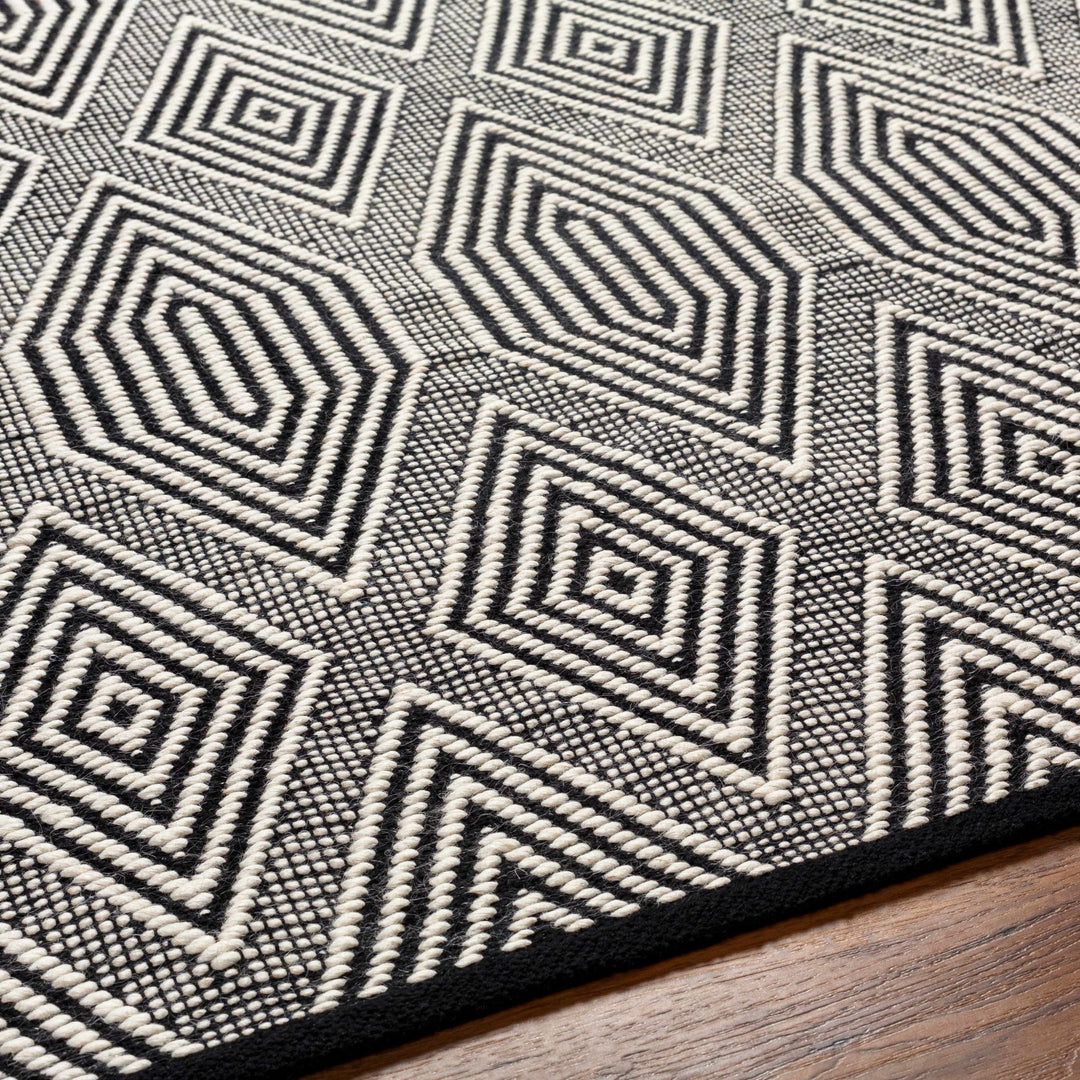 Naya Modern Geometrical Ivory And Black Hand Woven Area Rug - The Rug Decor