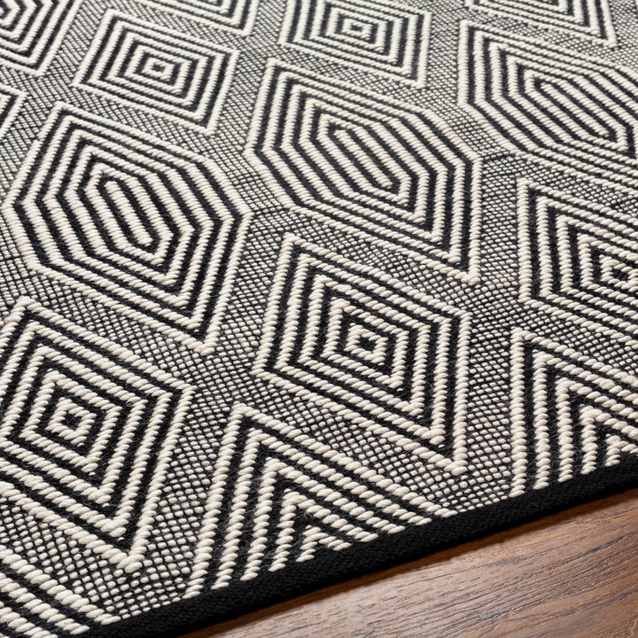Naya Modern Geometrical Ivory And Black Hand Woven Area Rug - The Rug Decor