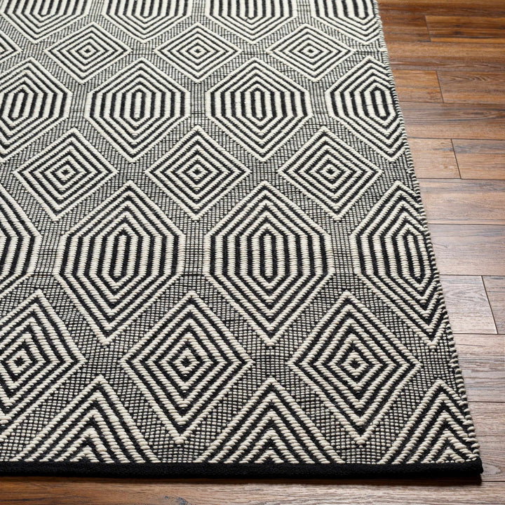 Naya Modern Geometrical Ivory And Black Hand Woven Area Rug - The Rug Decor