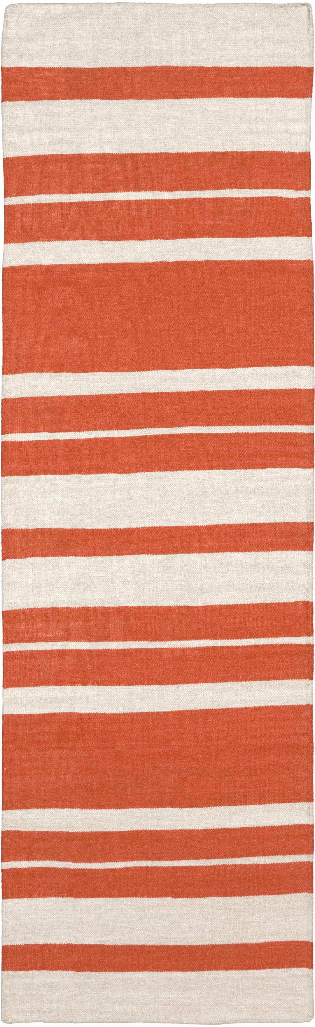 Anco Modern Style Orange And Ivory Hand Woven Wool Area Rug