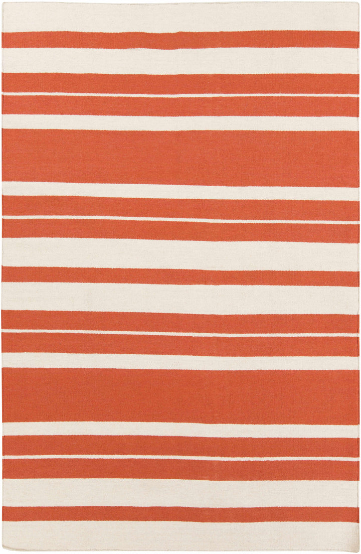 Anco Modern Style Orange And Ivory Hand Woven Wool Area Rug