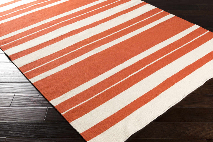 Anco Modern Style Orange And Ivory Hand Woven Wool Area Rug