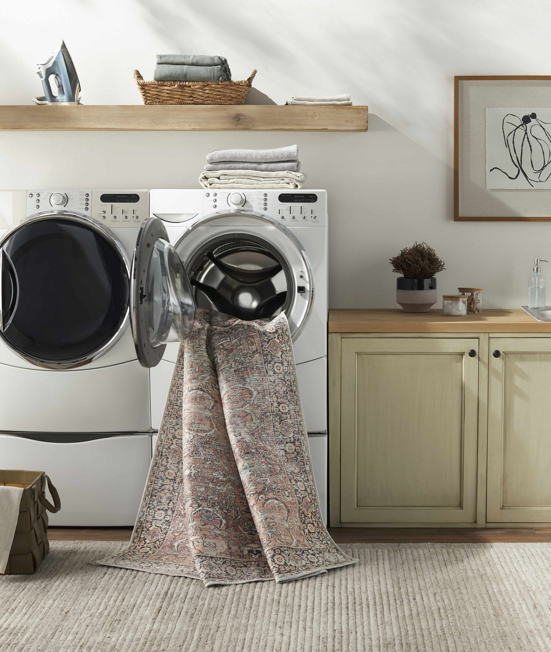 Noda Peach Vintage Style Washable Area Rug