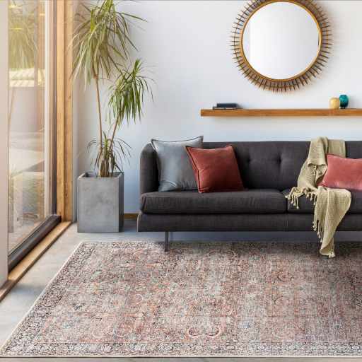 Noda Peach Vintage Style Washable Area Rug