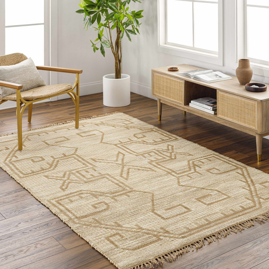 Ndoki Traditional Camel And Tab Jute Rug - The Rug Decor