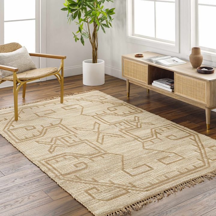 Ndoki Traditional Camel And Tab Jute Rug - The Rug Decor