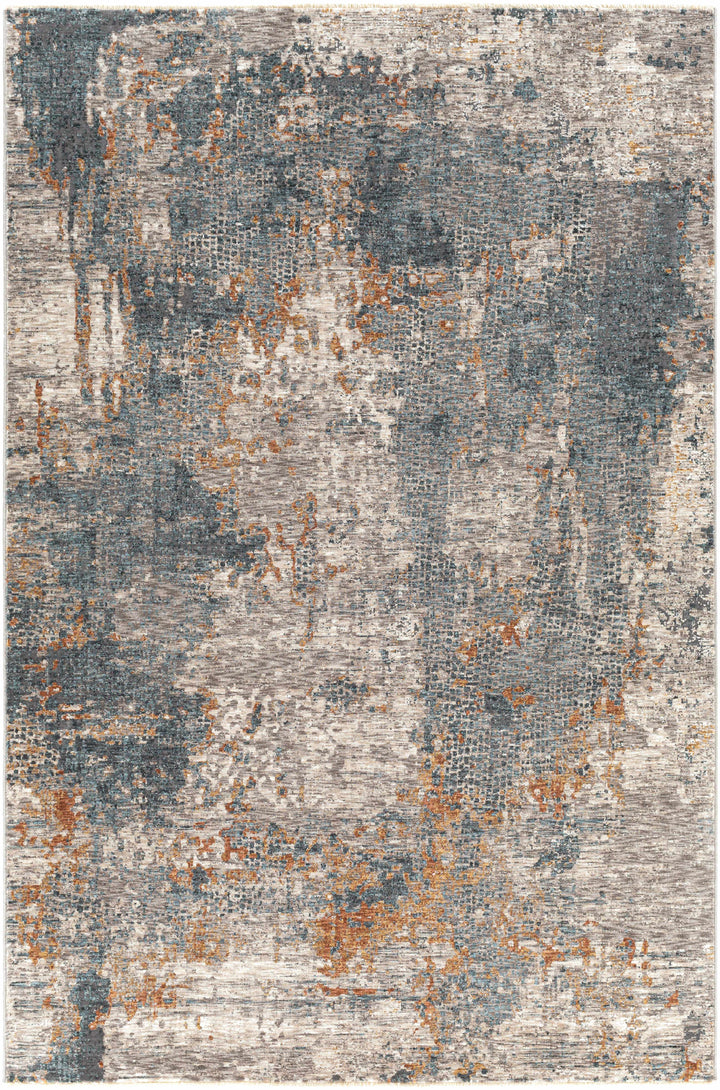 Contemporary Beige And Gray Machine Woven Rug