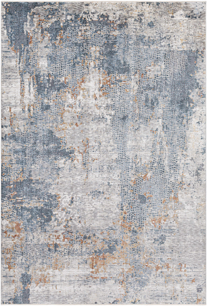 Contemporary Beige And Gray Machine Woven Rug
