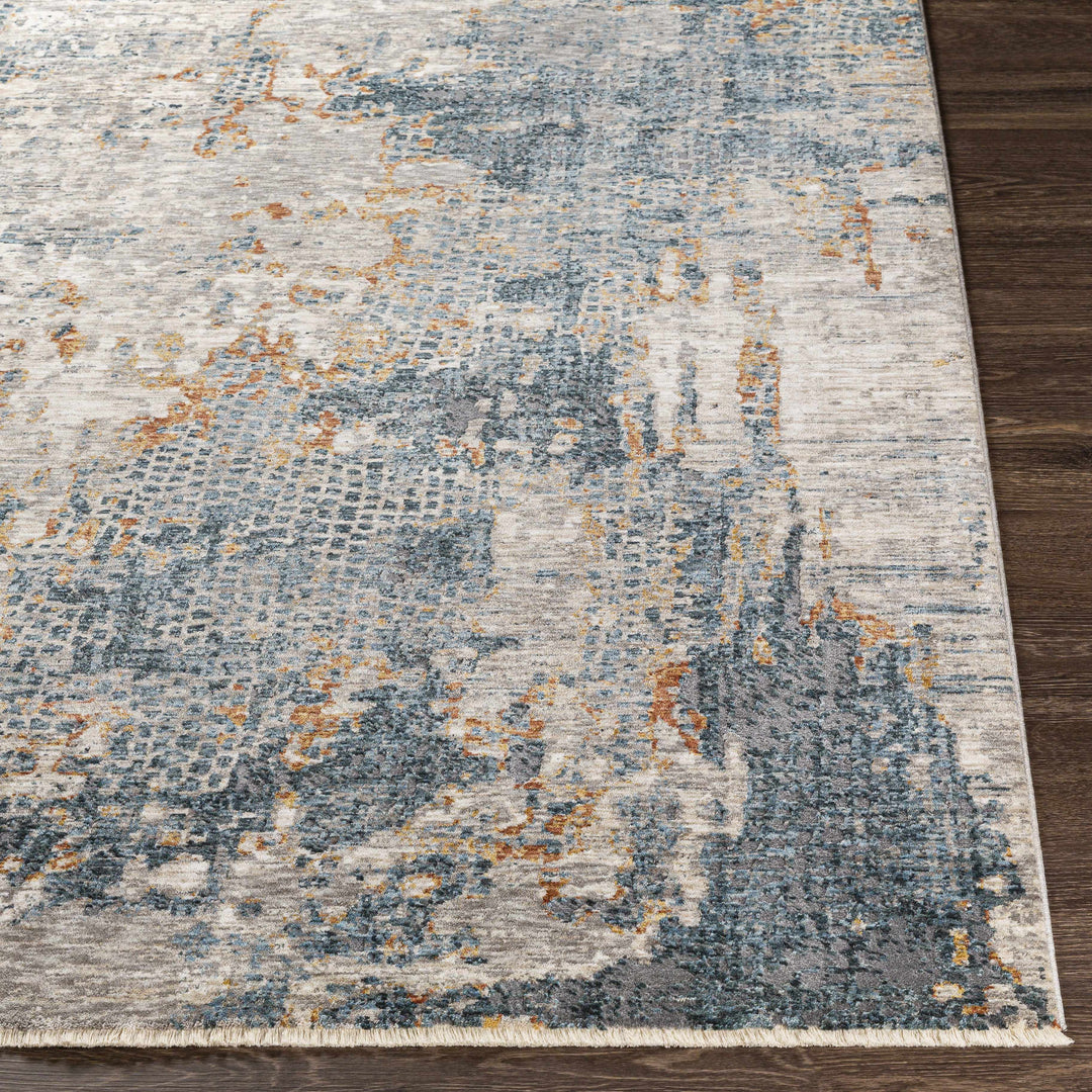 Contemporary Beige And Gray Machine Woven Rug