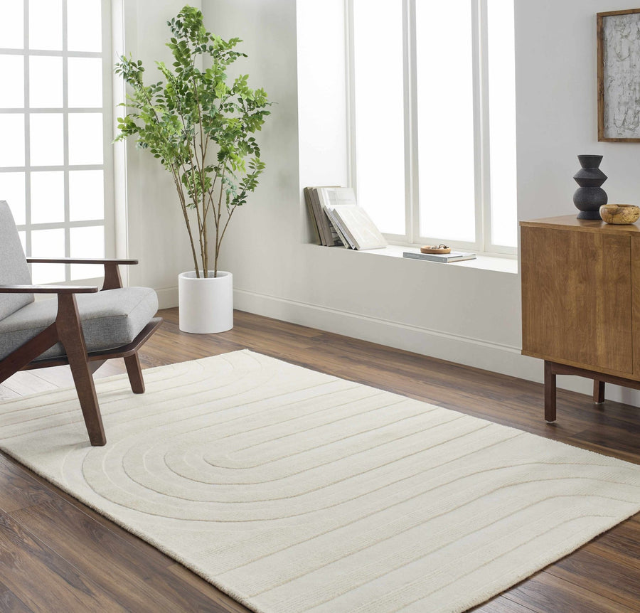 Neci Contemporary Style Beige Hand Loom Wool Rug - The Rug Decor