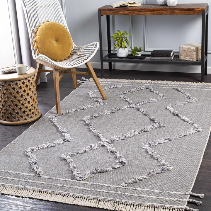 Needville Gray Modern Geometrical Design Hand Woven Area Rug