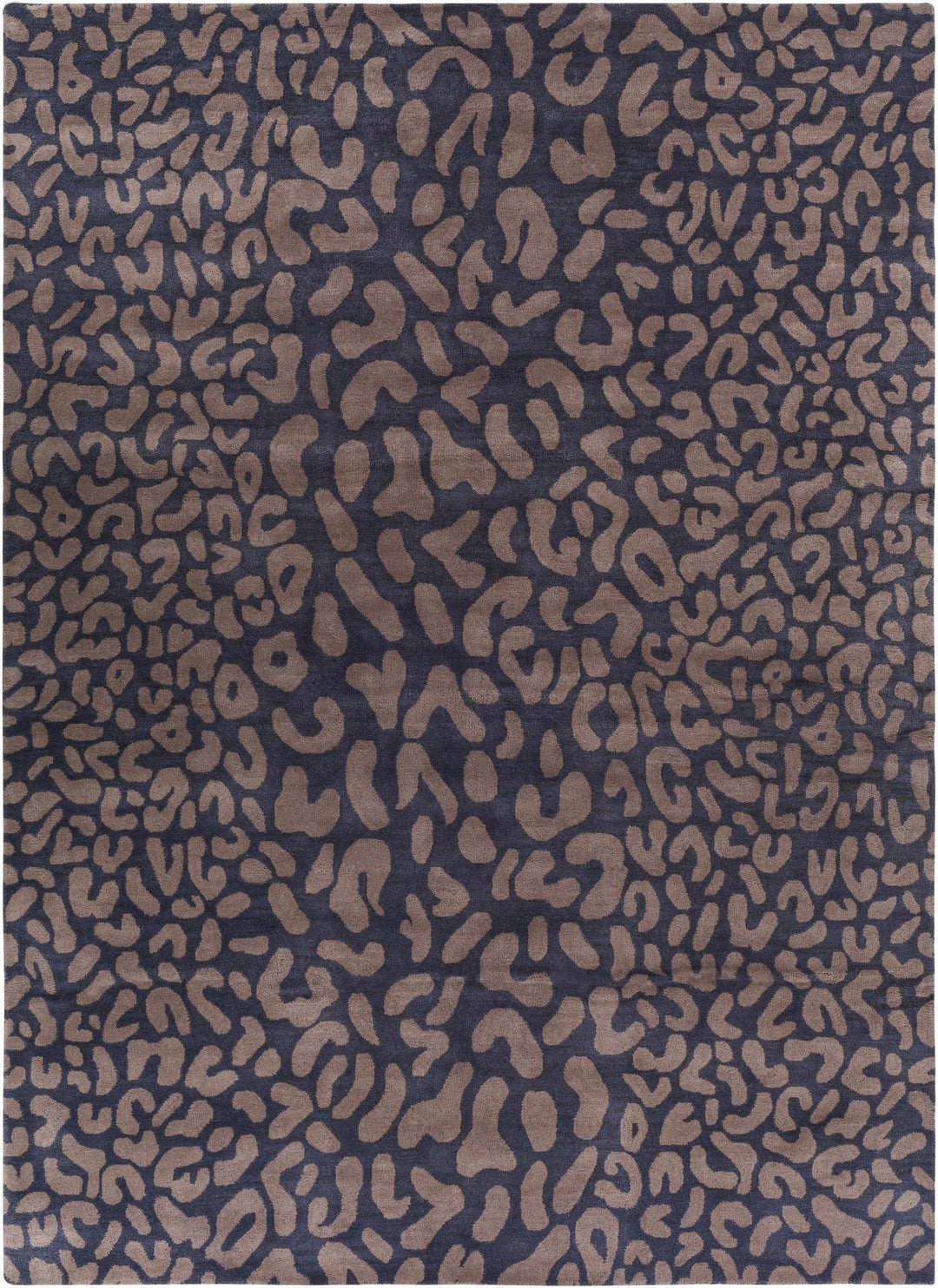 Neoma Contemporary Animal Charcoal And Brown Print Wool Rug - The Rug Decor