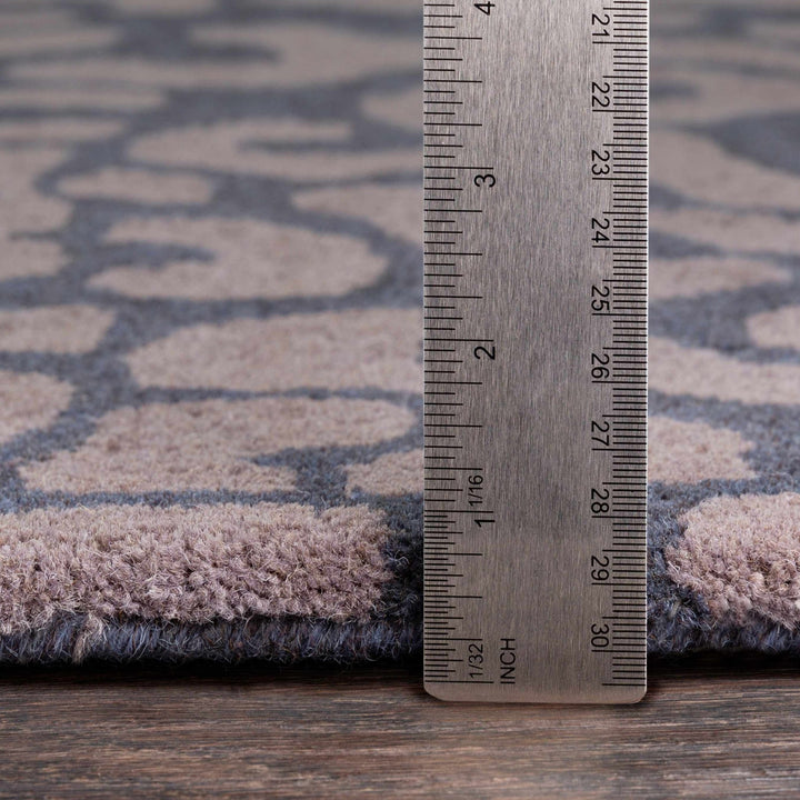 Neoma Contemporary Animal Charcoal And Brown Print Wool Rug - The Rug Decor