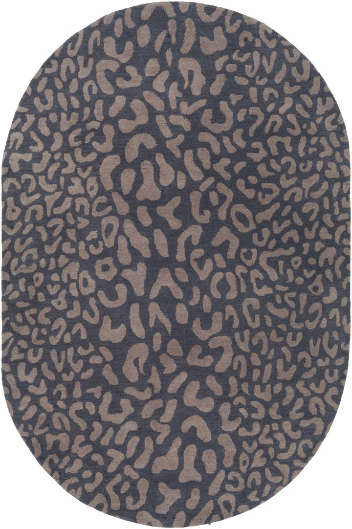 Neoma Contemporary Animal Charcoal And Brown Print Wool Rug - The Rug Decor
