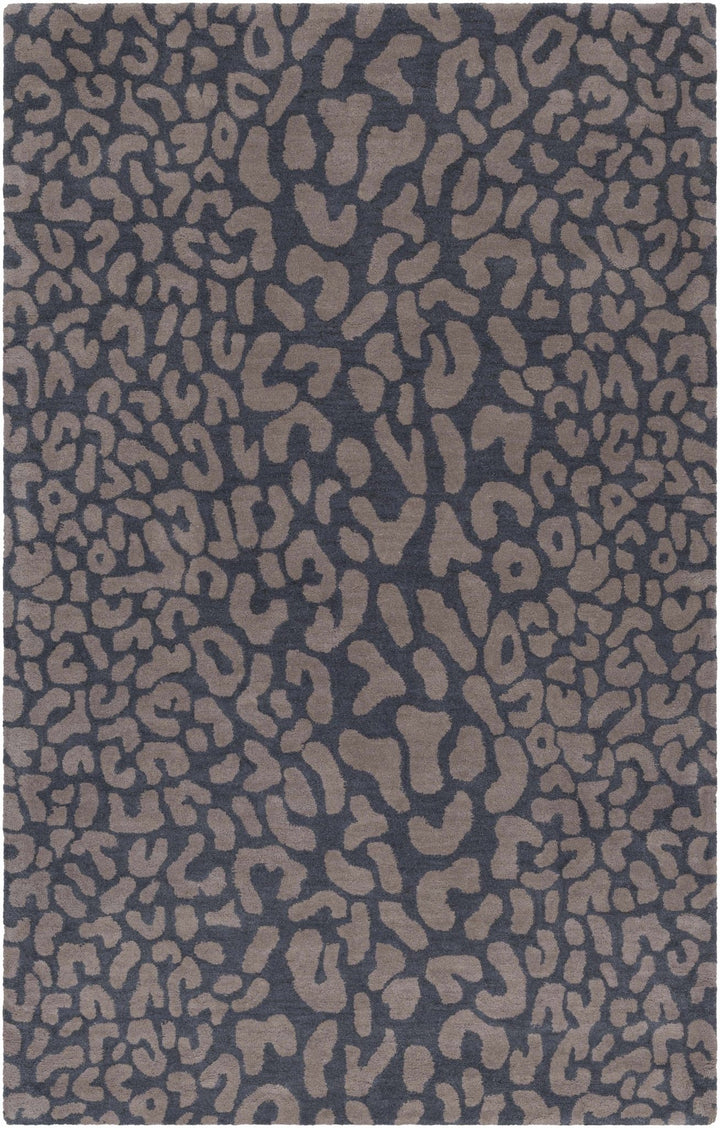 Neoma Contemporary Animal Charcoal And Brown Print Wool Rug - The Rug Decor