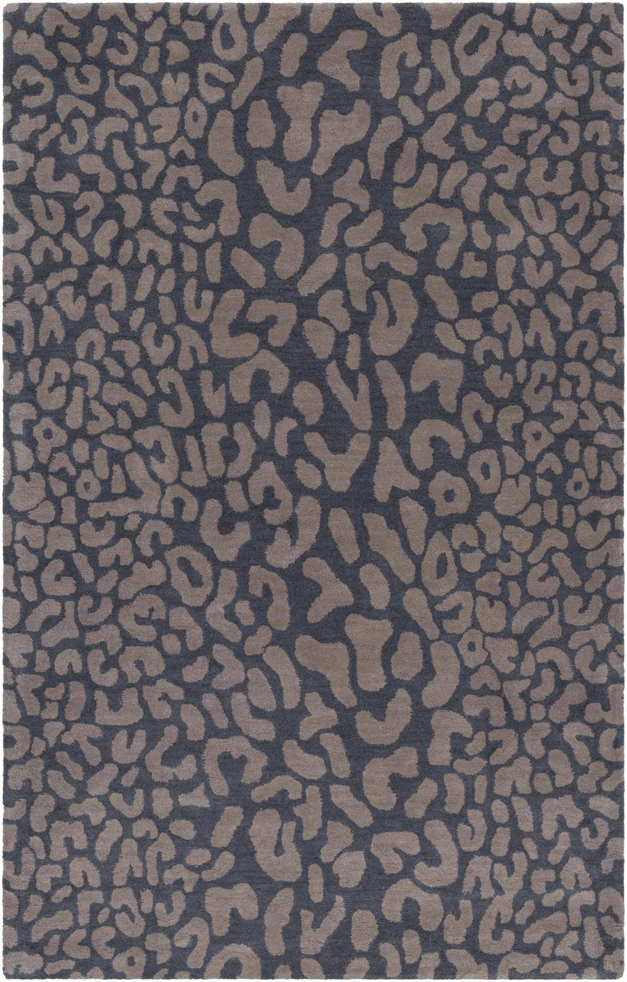 Neoma Contemporary Animal Charcoal And Brown Print Wool Rug - The Rug Decor
