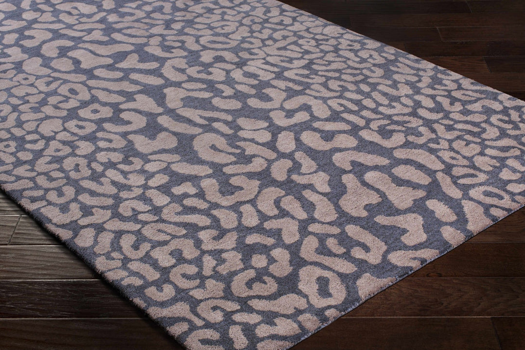 Neoma Contemporary Animal Charcoal And Brown Print Wool Rug - The Rug Decor