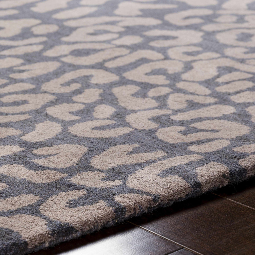 Neoma Contemporary Animal Charcoal And Brown Print Wool Rug - The Rug Decor