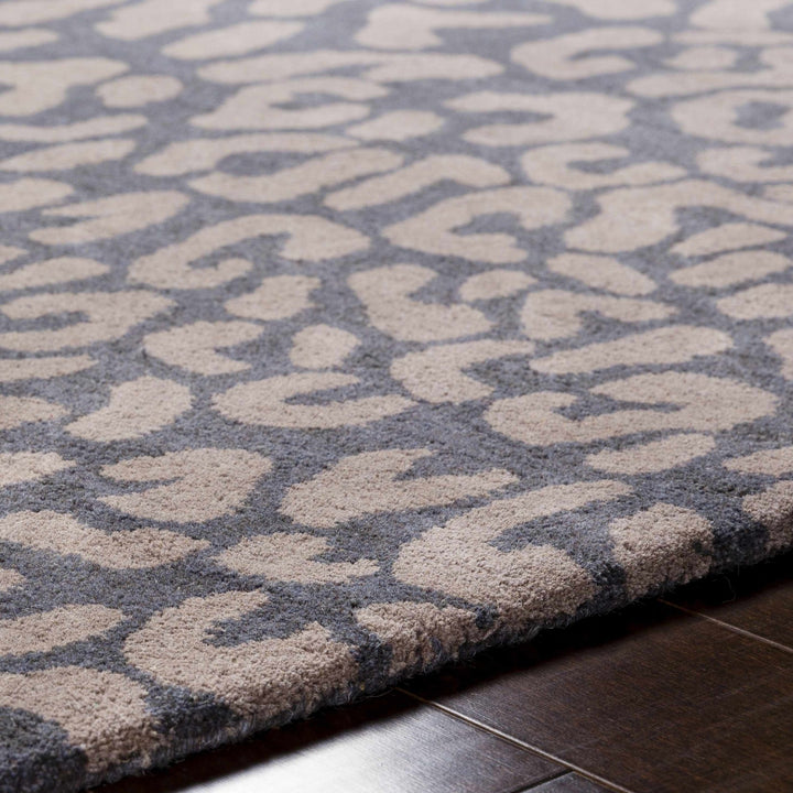 Neoma Contemporary Animal Charcoal And Brown Print Wool Rug - The Rug Decor