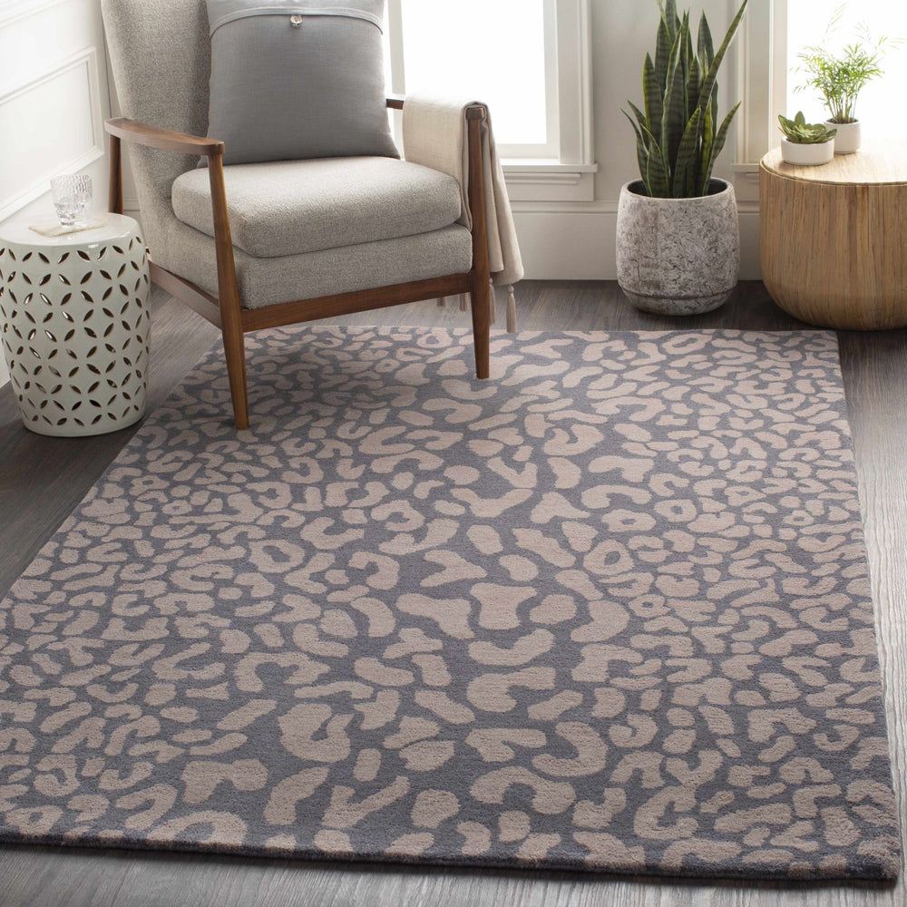 Neoma Contemporary Animal Charcoal And Brown Print Wool Rug - The Rug Decor