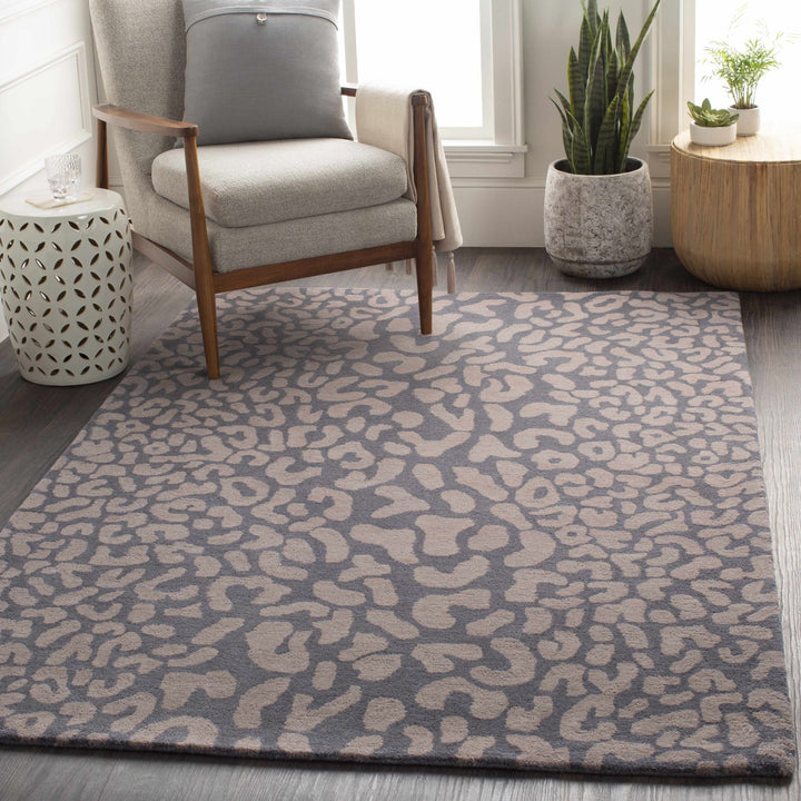 Neoma Contemporary Animal Charcoal And Brown Print Wool Rug - The Rug Decor