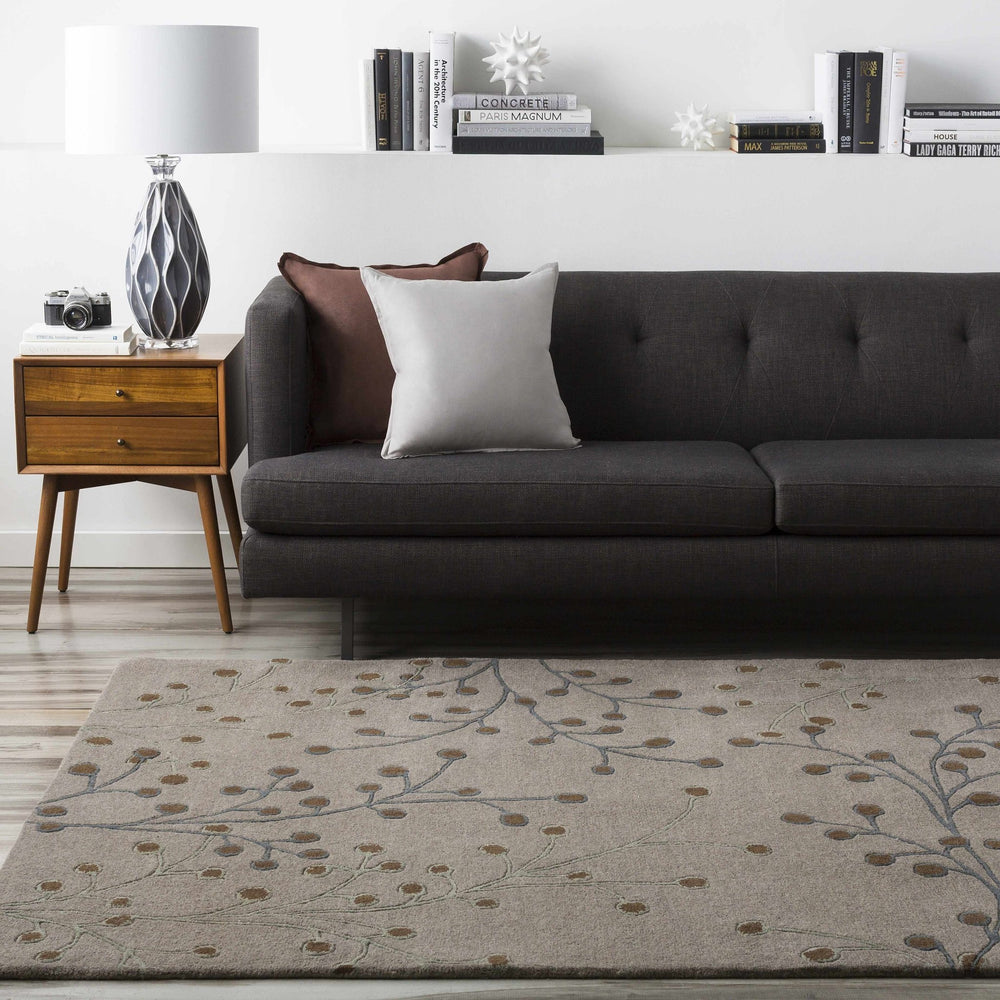 Neshannock Botanical Design Brown And Gray Wool Rug - The Rug Decor
