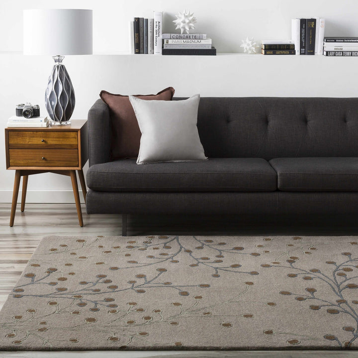 Neshannock Botanical Design Brown And Gray Wool Rug - The Rug Decor