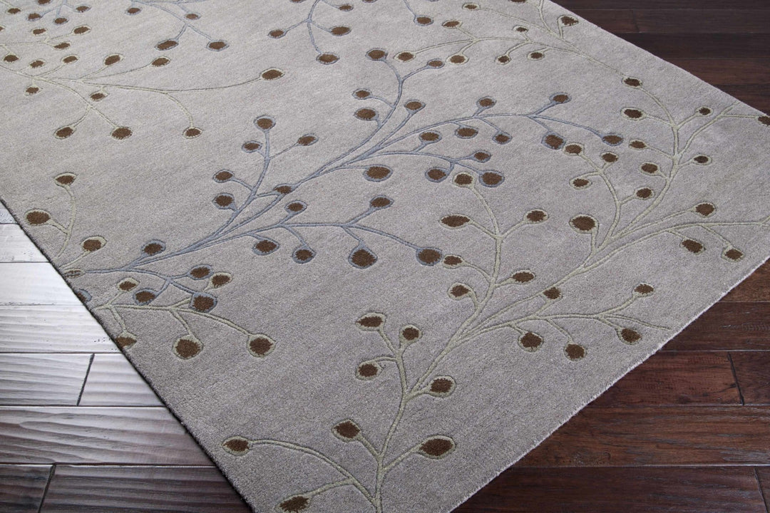 Neshannock Botanical Design Brown And Gray Wool Rug - The Rug Decor