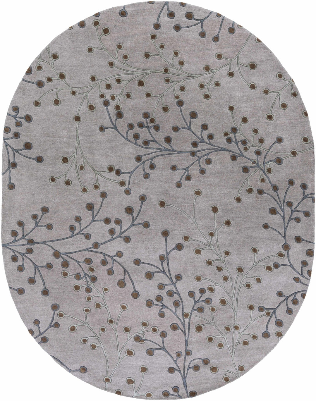 Neshannock Botanical Design Brown And Gray Wool Rug - The Rug Decor