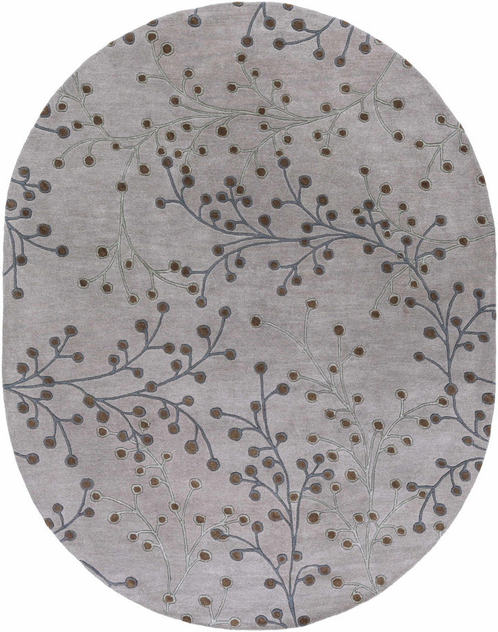 Neshannock Botanical Design Brown And Gray Wool Rug - The Rug Decor