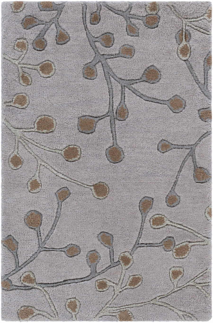 Neshannock Botanical Design Brown And Gray Wool Rug - The Rug Decor
