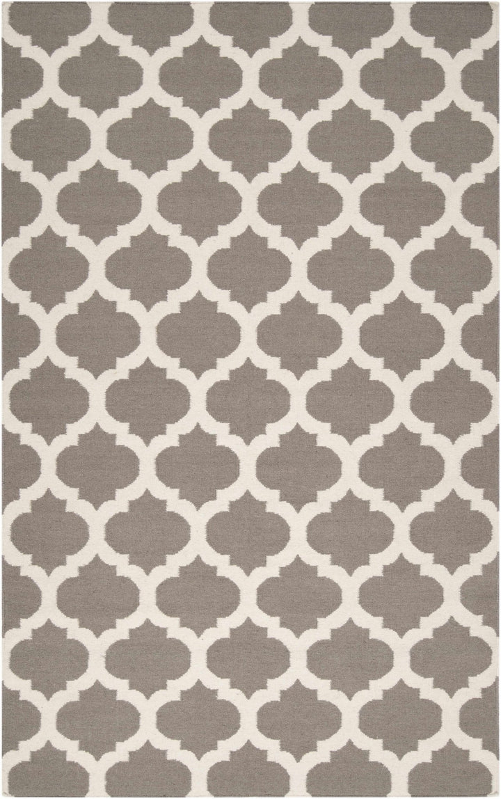 Neshkoro Contemporary Trellis Gray And Beige Wool Area Rug - The Rug Decor