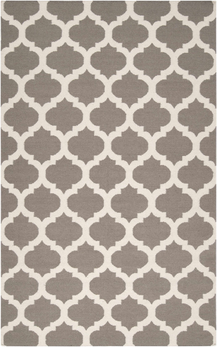 Neshkoro Contemporary Trellis Gray And Beige Wool Area Rug - The Rug Decor