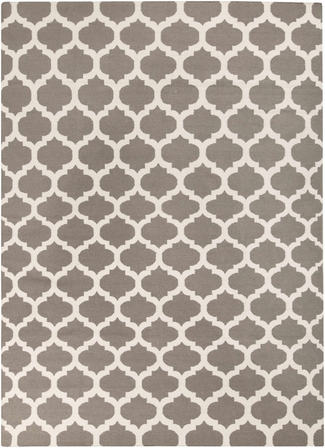 Neshkoro Contemporary Trellis Gray And Beige Wool Area Rug - The Rug Decor