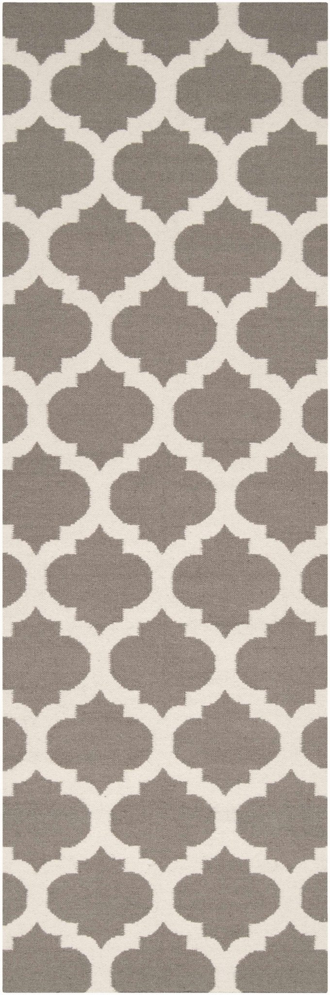 Neshkoro Contemporary Trellis Gray And Beige Wool Area Rug - The Rug Decor