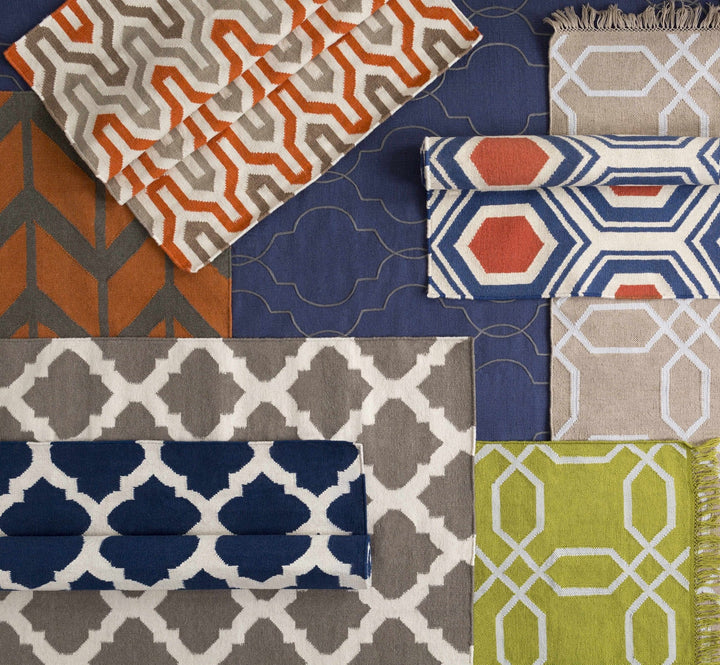 Neshkoro Contemporary Trellis Gray And Beige Wool Area Rug - The Rug Decor