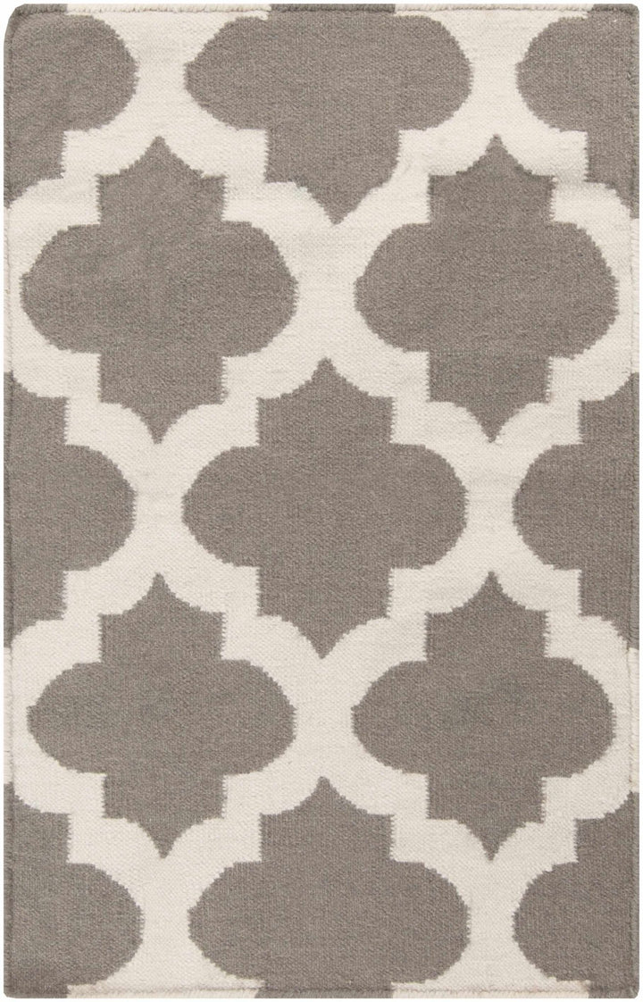 Neshkoro Contemporary Trellis Gray And Beige Wool Area Rug - The Rug Decor