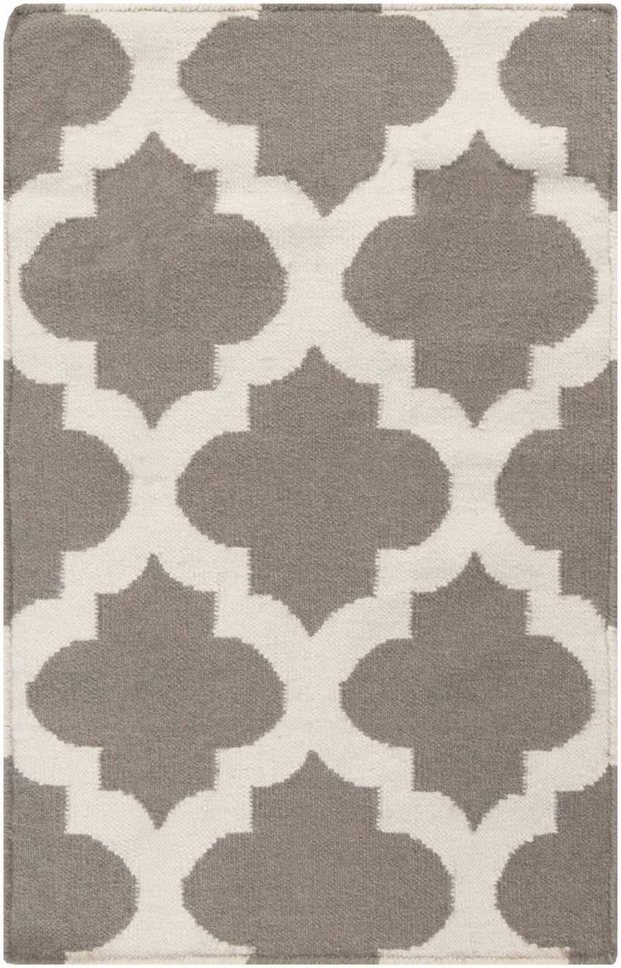 Neshkoro Contemporary Trellis Gray And Beige Wool Area Rug - The Rug Decor