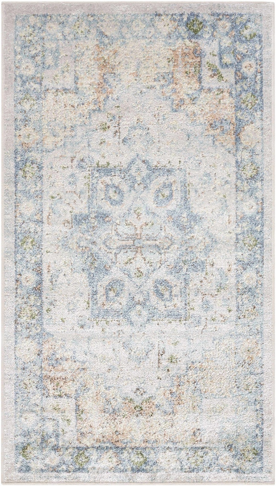 Neta Traditional Style Beige & Blue Washable Area Rug - The Rug Decor