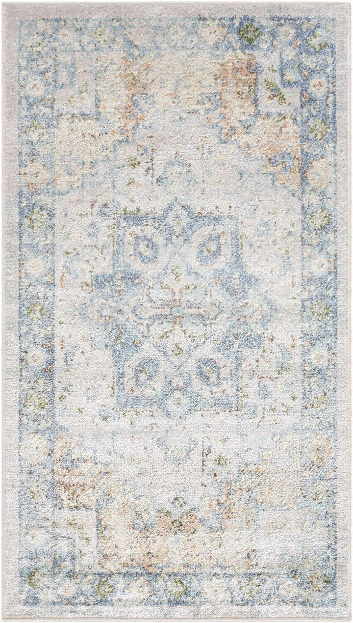 Neta Traditional Style Beige & Blue Washable Area Rug - The Rug Decor