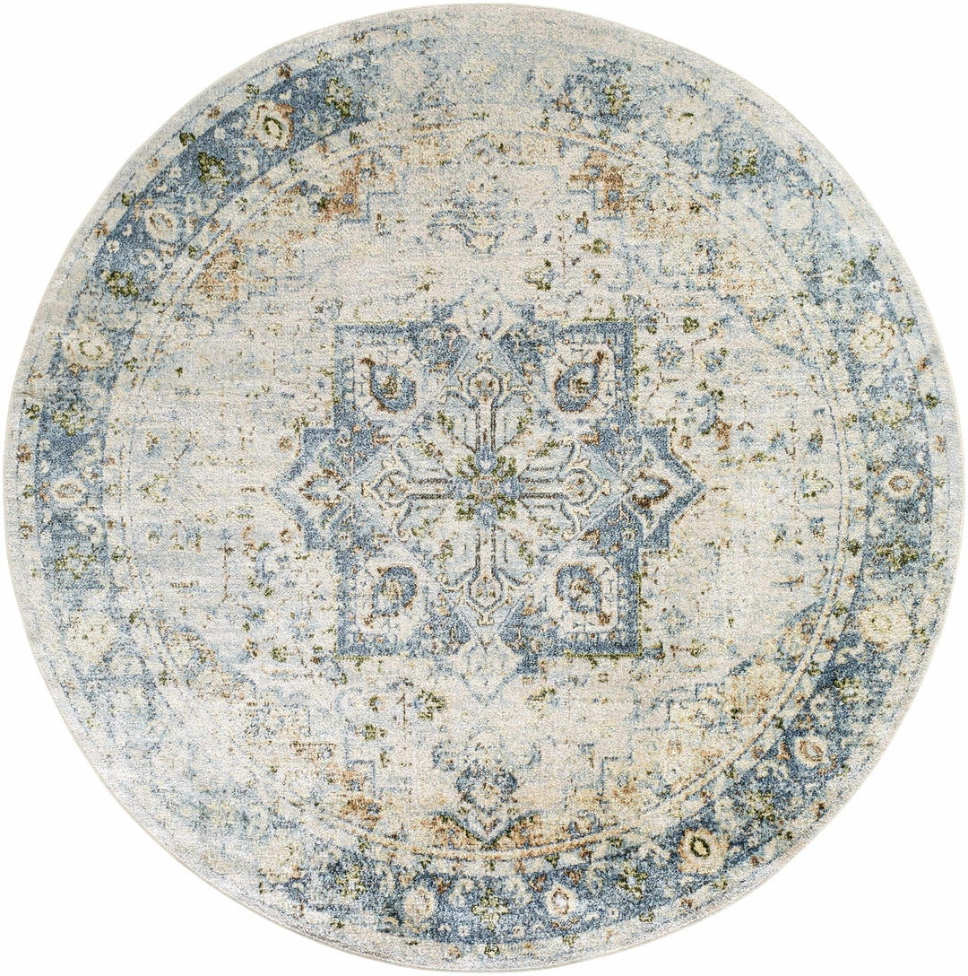 Neta Traditional Style Beige & Blue Washable Area Rug - The Rug Decor