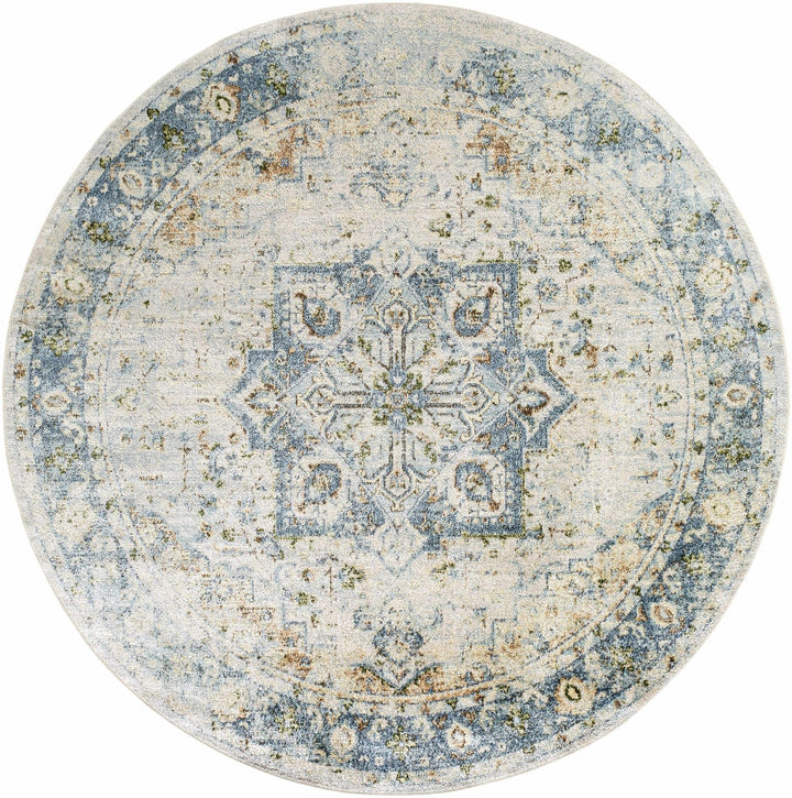 Neta Traditional Style Beige & Blue Washable Area Rug - The Rug Decor
