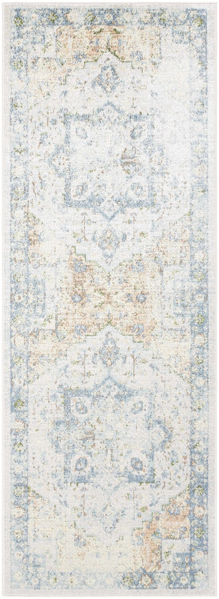 Neta Traditional Style Beige & Blue Washable Area Rug - The Rug Decor